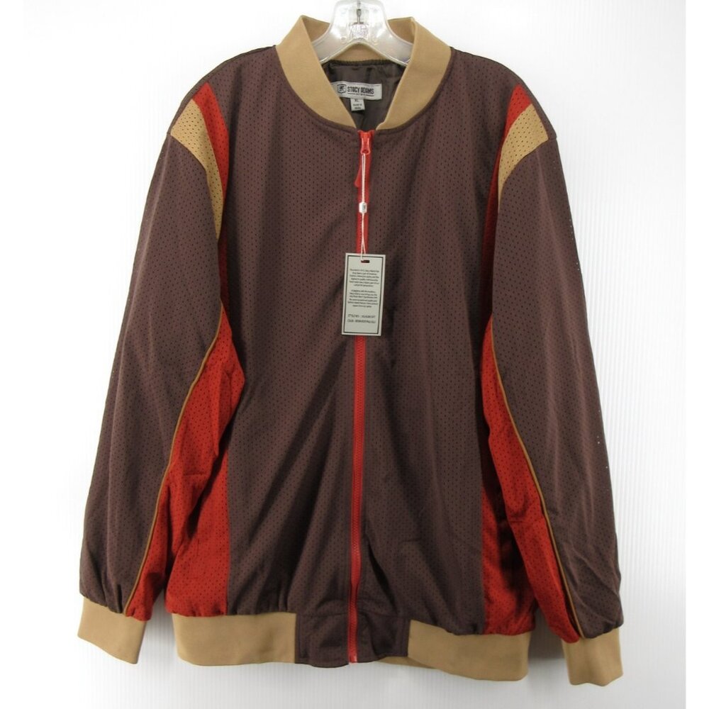 Stacy Adams Jacket XL Track Coat Mesh Warm Up Casual Blade Collar NEW